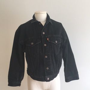 Vintage Orange Tab Levis Black Jean Jacket